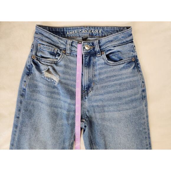 Sz 000 American Eagle Mom Straight Leg Jean Women’s Size Denim Jeans Light Wash - Picture 5 of 8